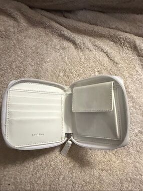 Lucrin White Zip-Around Leather Wallet